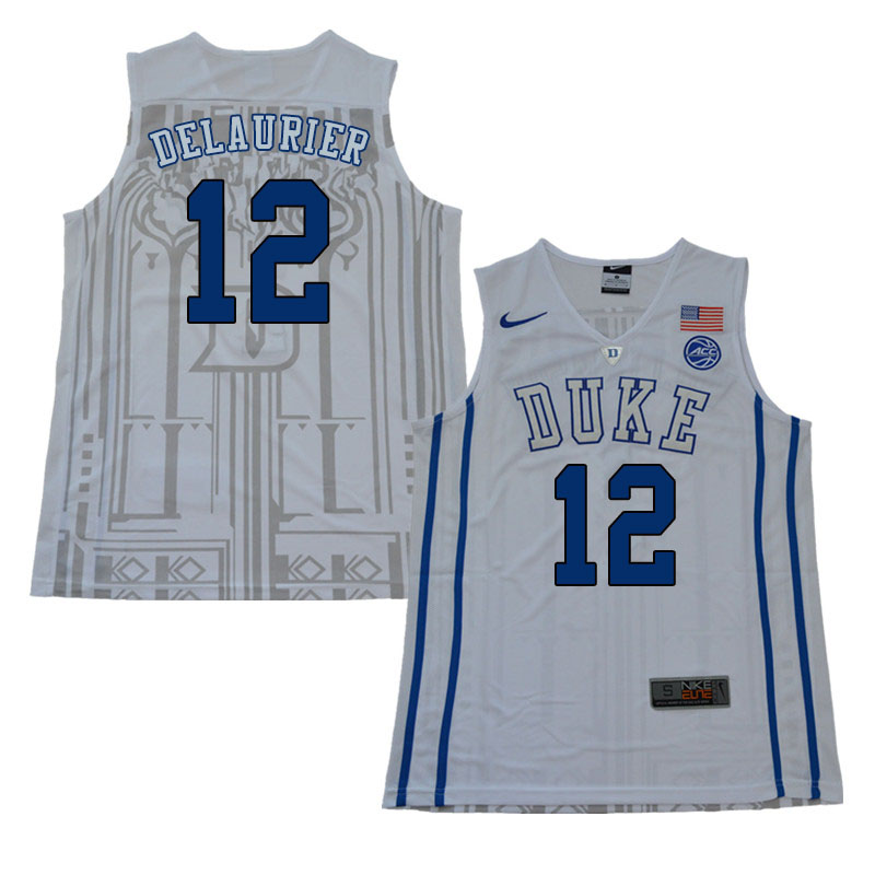 2018 Men #12 Javin DeLaurier Duke Blue Devils College Basketball Jerseys Sale-White
